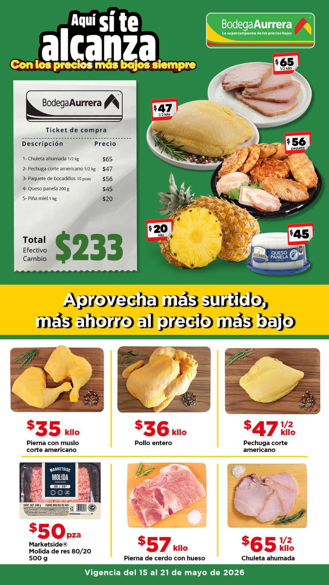 Ofertas de frutas y verduras en Bodega Aurrera del 15 al 21 de mayo
