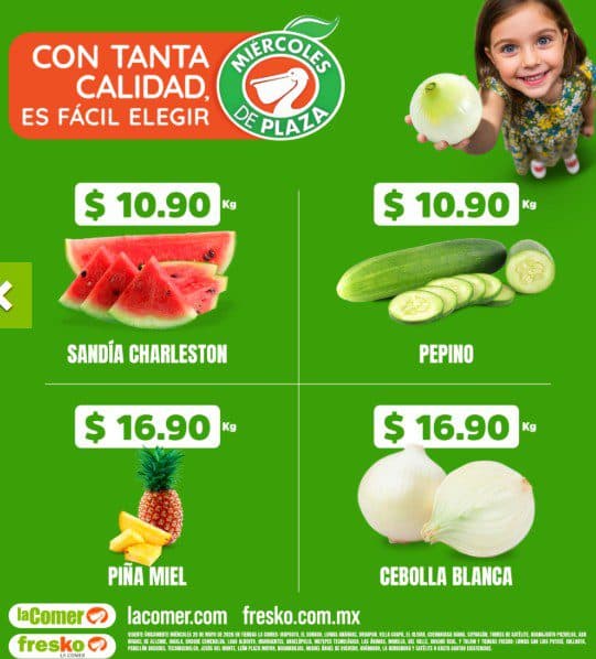 Miércoles de Plaza La Comer 20 de mayo: frutas y verduras a buenos precios