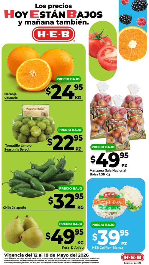 Ofertas HEB del 12 al 18 de mayo: sandía a $6.95 y más frutas y verduras