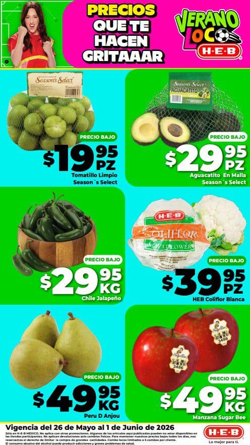 Ofertas HEB: frutas y verduras a precios bajos del 26 de mayo al 1 de junio
