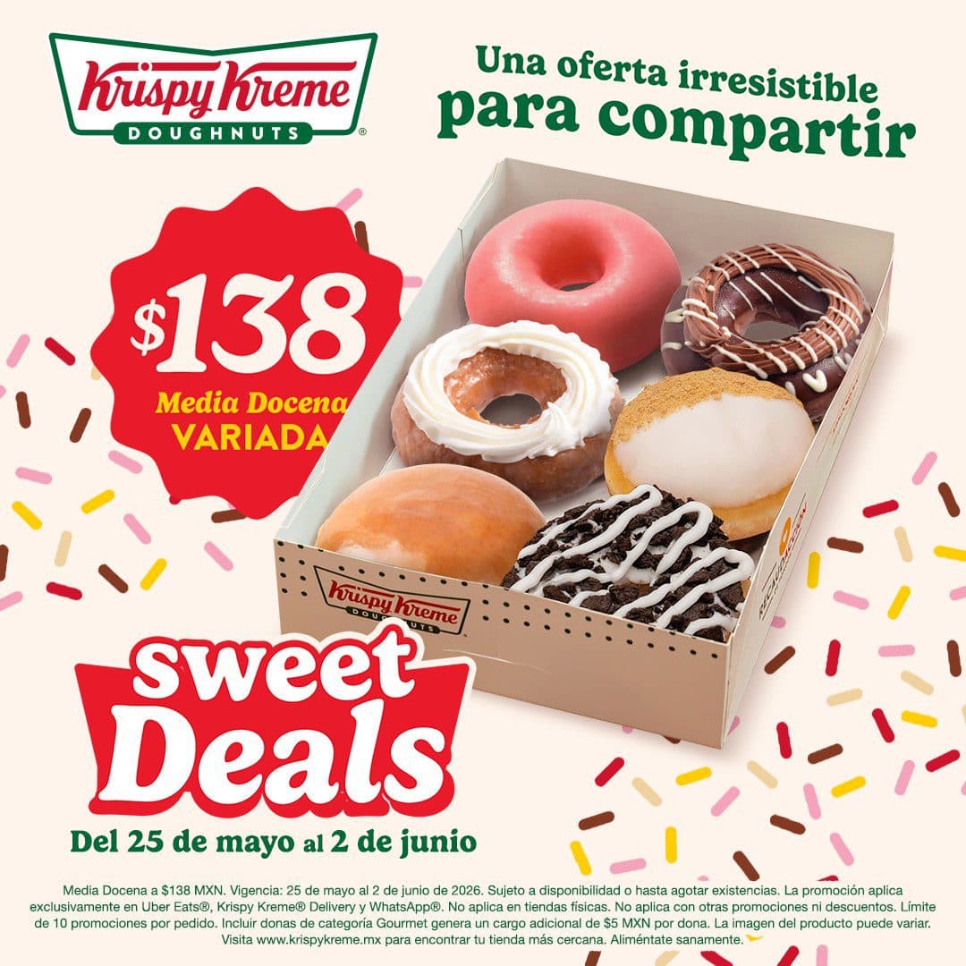 Hot Sale Krispy Kreme 25 de mayo al 2 de junio: media docena variada a $138