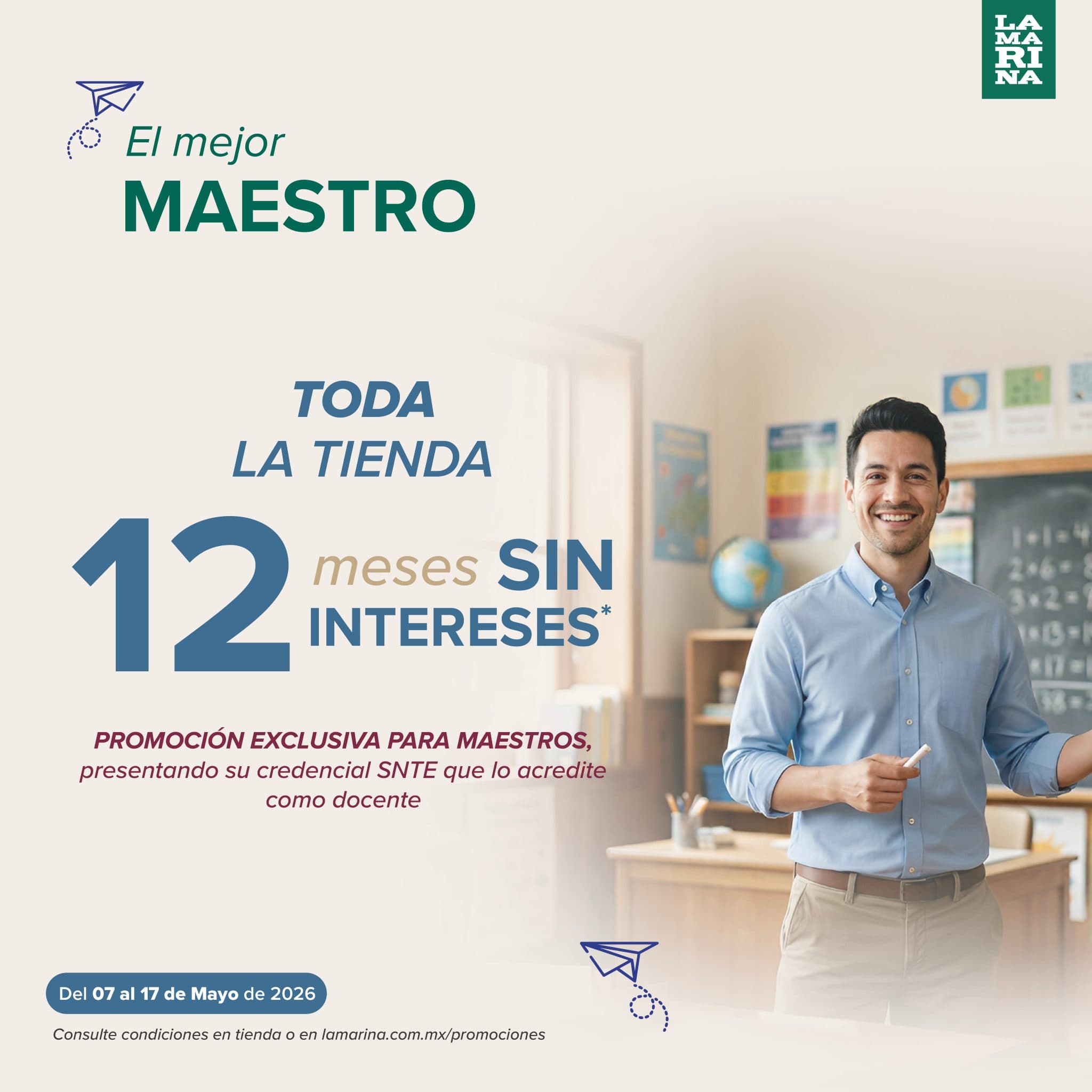 Día del Maestro La Marina 7 al 17 de mayo: hasta 12 msi para maestros