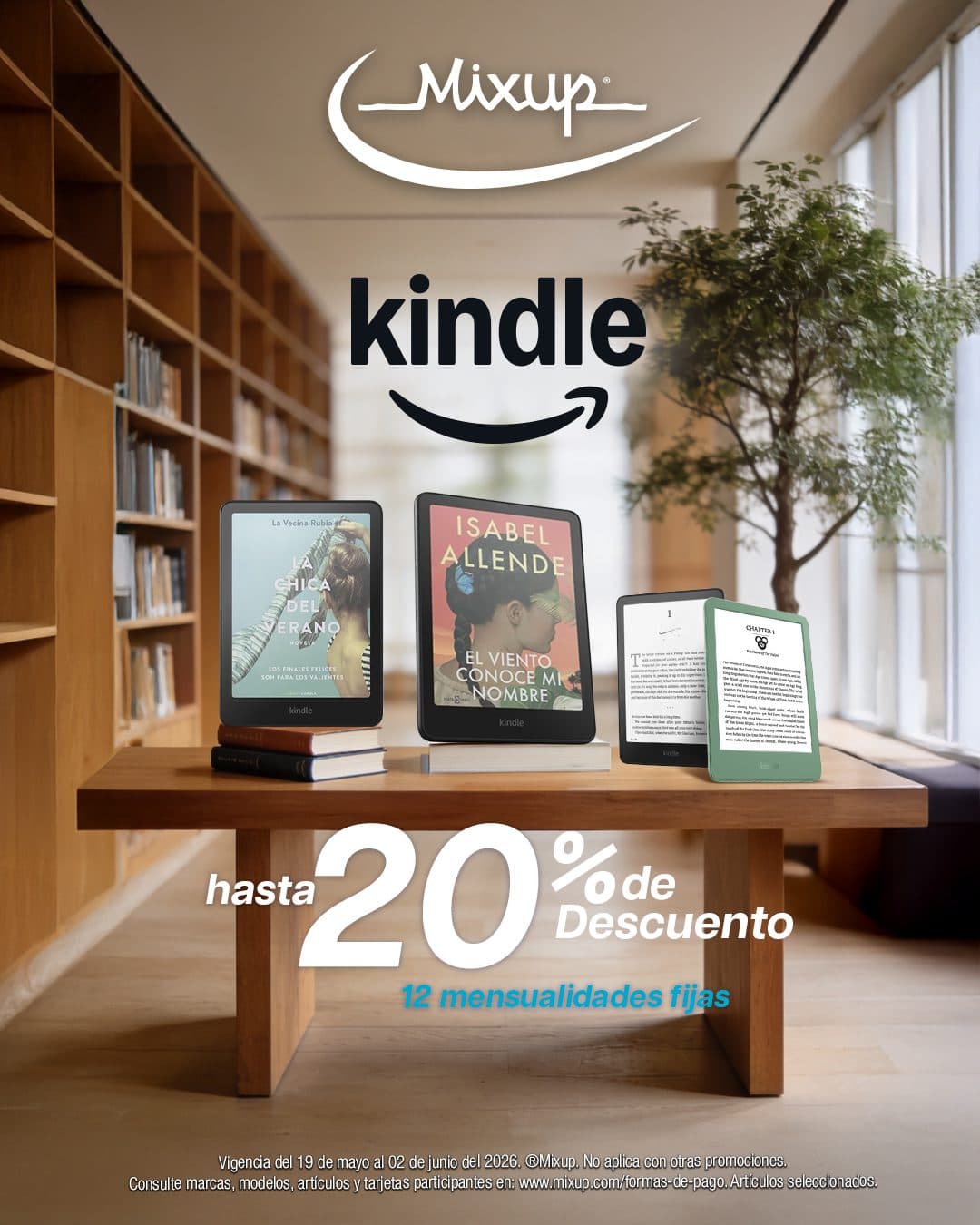 Promo Mixup: hasta 20% de descuento y 12 mensualidades fijas en Kindle