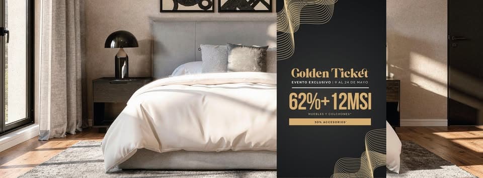 Golden Ticket 2026 Móbica: hasta 62% de descuento en muebles y colchones