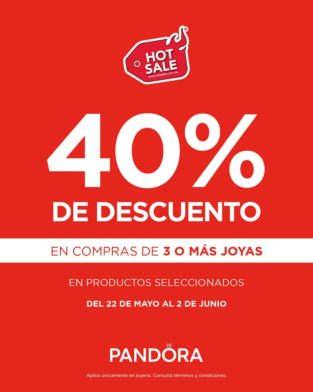 Hot Sale Pandora 2026: hasta 40% de descuento en joyas del 25 de mayo al 2 de junio