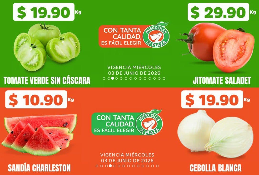 Miércoles de Plaza La Comer 3 de junio: frutas y verduras a buen precio