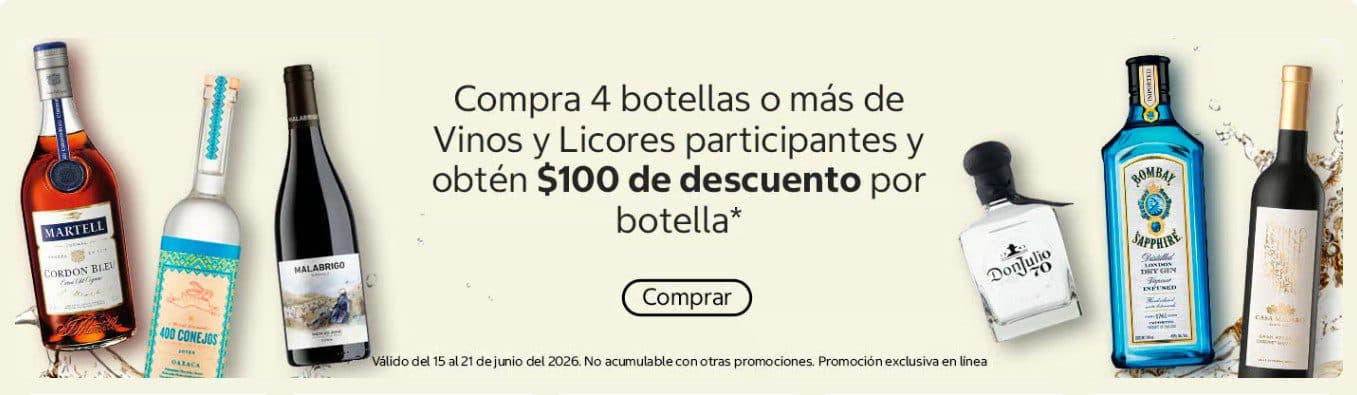 Promoción Costco: compra 4 botellas y recibe $100 de descuento por cada una
