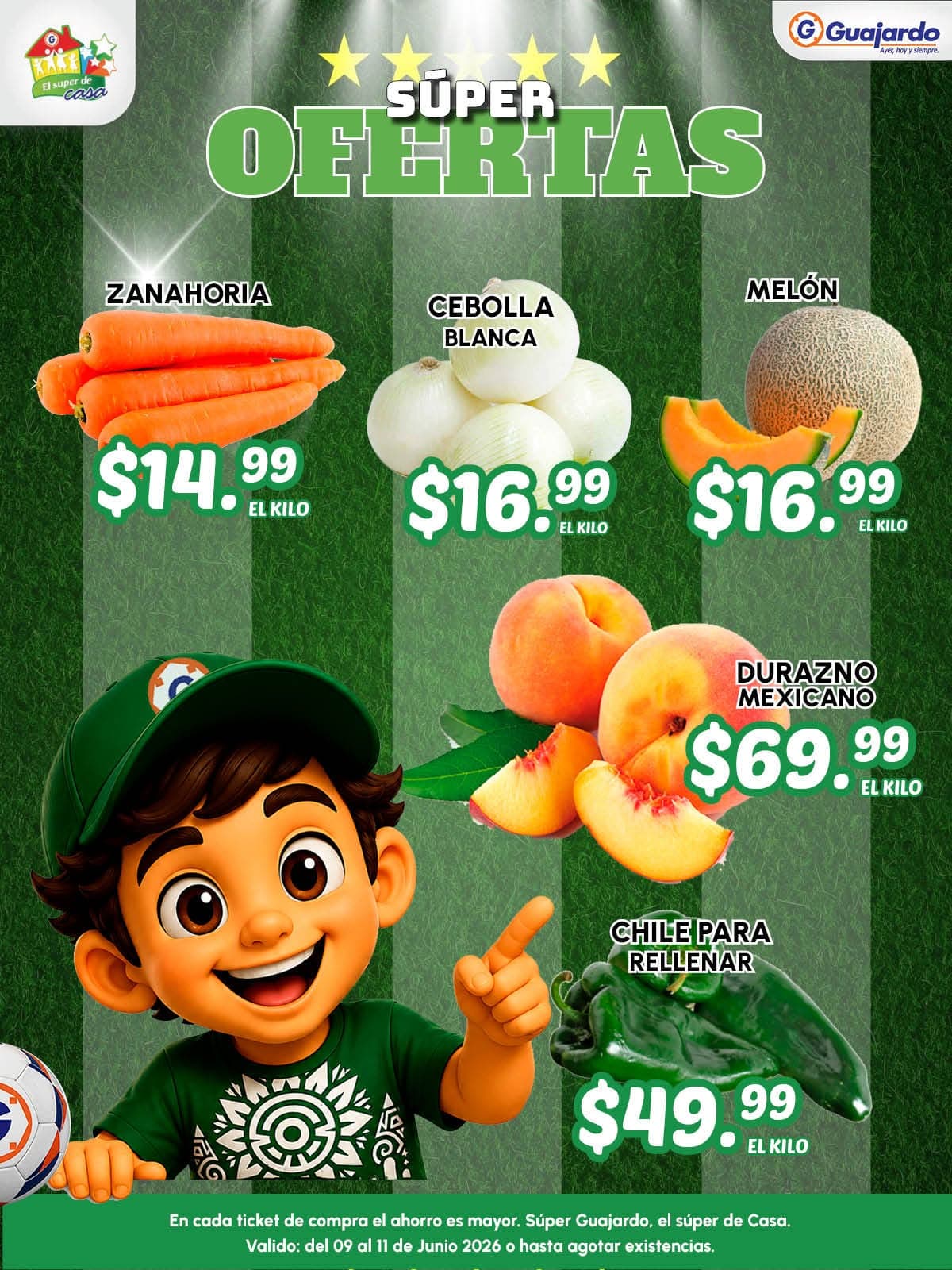 Ofertas de Frutas y Verduras en Súper Guajardo del 9 al 11 de junio