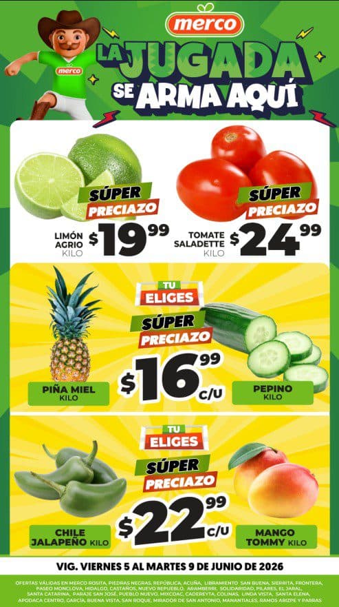 Ofertas en Frutas y Verduras Merco del 9 al 11 de junio 2026
