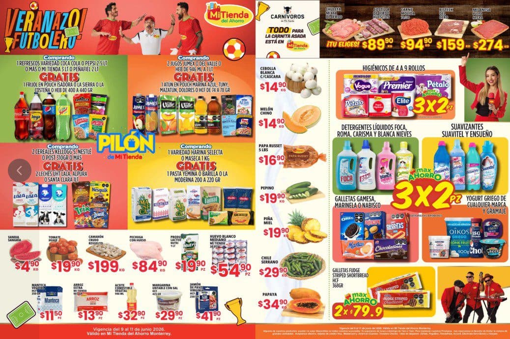 Ofertas en frutas, verduras y carnes Mi Tienda del Ahorro del 9 al 11 de junio