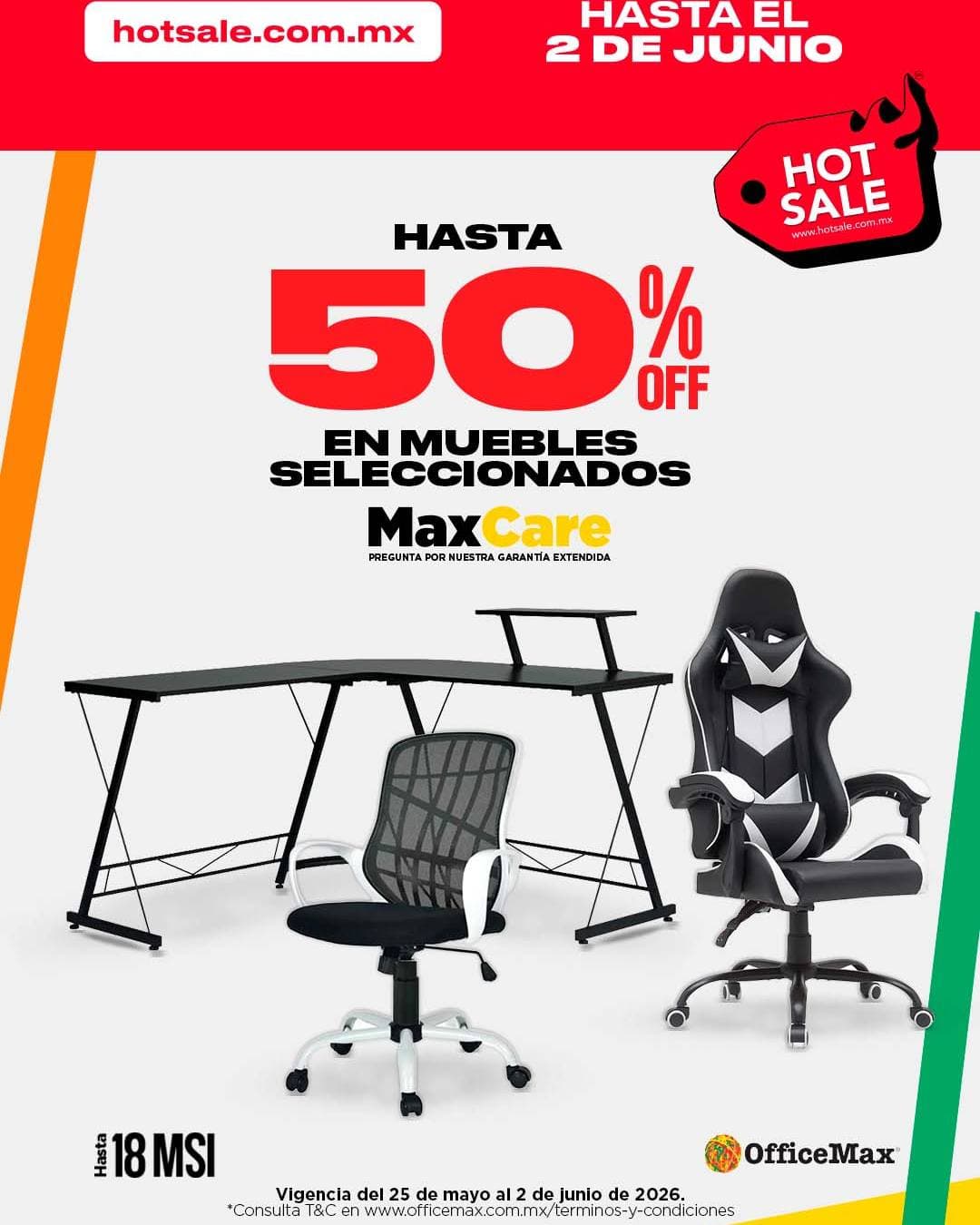 Hot Sale 2026 OfficeMax: hasta 50% de descuento y 18 meses sin intereses