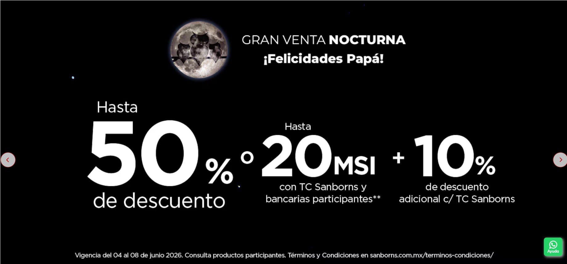 Venta Nocturna ¡Felicidades Papá! Sanborns 4-8 de junio: hasta 50% de descuento