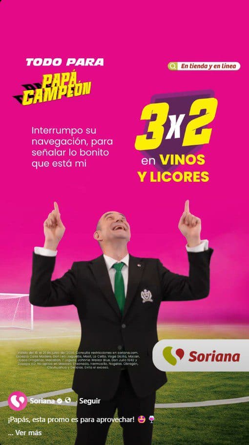 Día del Padre 2026 Soriana: 3×2 en Vinos y Licores del 15 al 21 de junio