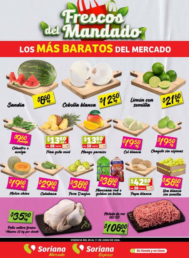 Ofertas Soriana Mercado 9 al 11 de junio: frutas y carnes a buen precio