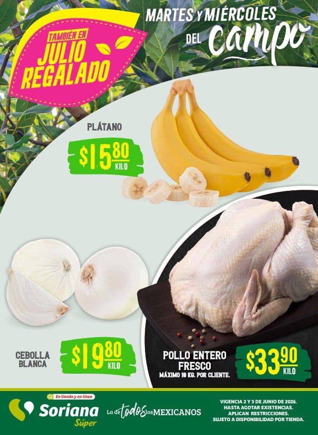 Martes y Miércoles del Campo Soriana 2 y 3 de junio: frutas y verduras a buen precio