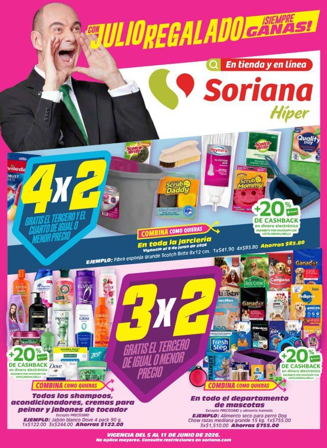 Julio Regalado Soriana 5 al 11 de junio: 4×2 en jarciería y más ofertas