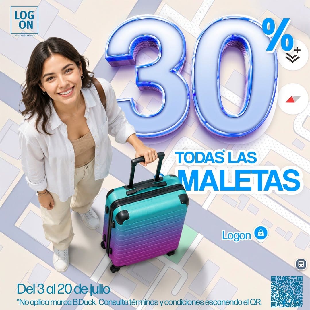 Promo LOGON: 30% de descuento en todas las Maletas del 3 al 20 de julio