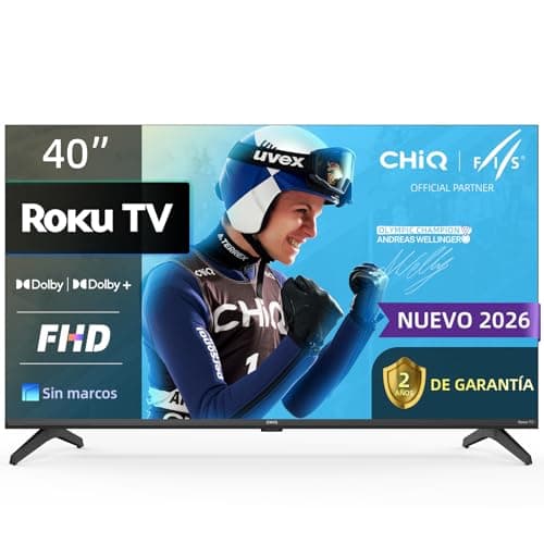 CHiQ Televisión 40F621FR ROKU Pantalla 40 Pulgadas Smart TV Full HD 1080P con WiFi, Aplicación Móvil, Audio Dolby, Diseño Sin Marco Metálico, Compatible con Apple HomeKit