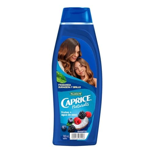 Caprice Shampoo Naturals Frutos Rojos y Agua de Coco 760 ml. Fragancia Vegana con Ingredientes Naturales de Larga Duración e Inspirada en la Naturaleza. Luce un Cabello Brillante y con Agradable Aroma