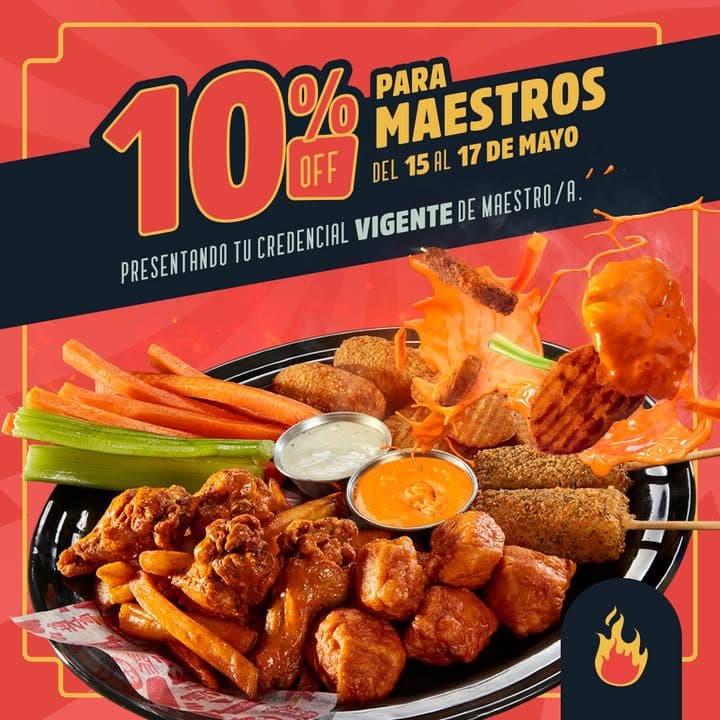 Día del Maestro en Las Alitas 15 al 17 de mayo: 10% de descuento para maestros
