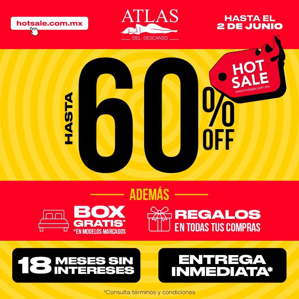 Hot Sale 2026 en Colchones Atlas: hasta 60% de descuento y 18 msi