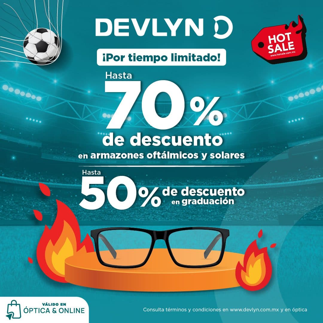 Hot Sale Devlyn 2026: hasta 70% de descuento en armazones del 25 de mayo al 2 de junio
