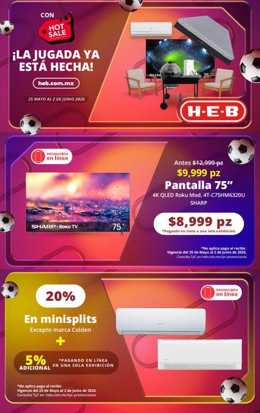 Hot Sale HEB 25 de mayo al 02 de junio 2026: 3×2, producto gratis y más