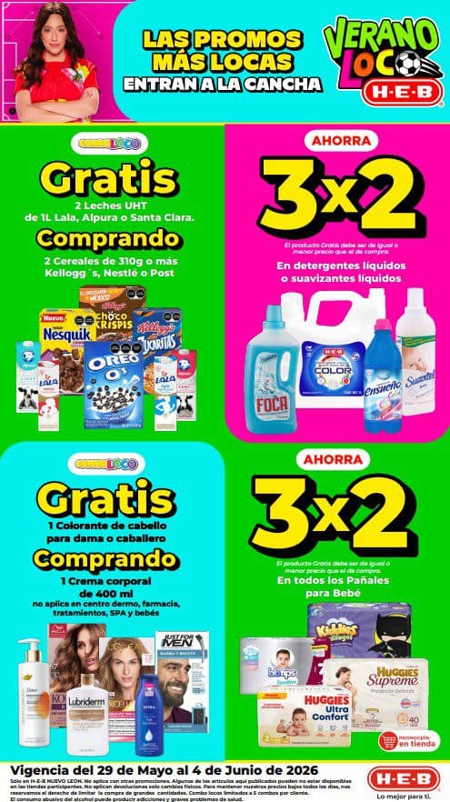 Ofertas HEB del 29 de mayo al 4 de junio 2026: 2×1, 3×2 y más