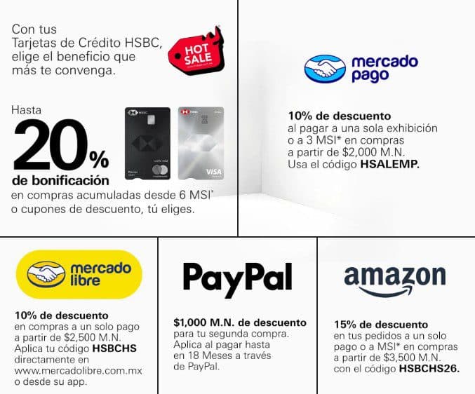 Hot Sale 2026 HSBC del 25 de mayo al 2 de junio: hasta 20% de bonificación y descuentos