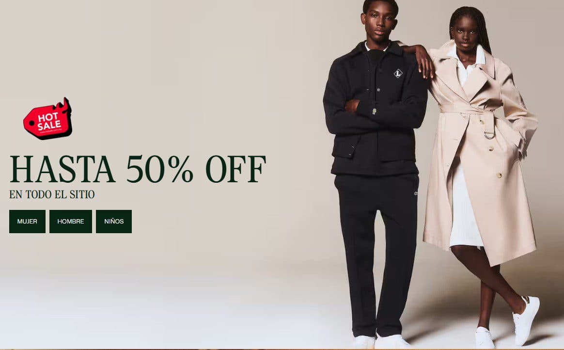 Hot Sale 2026 Lacoste: Hasta 50% de descuento en todo el sitio del 25 de mayo al 2 de junio