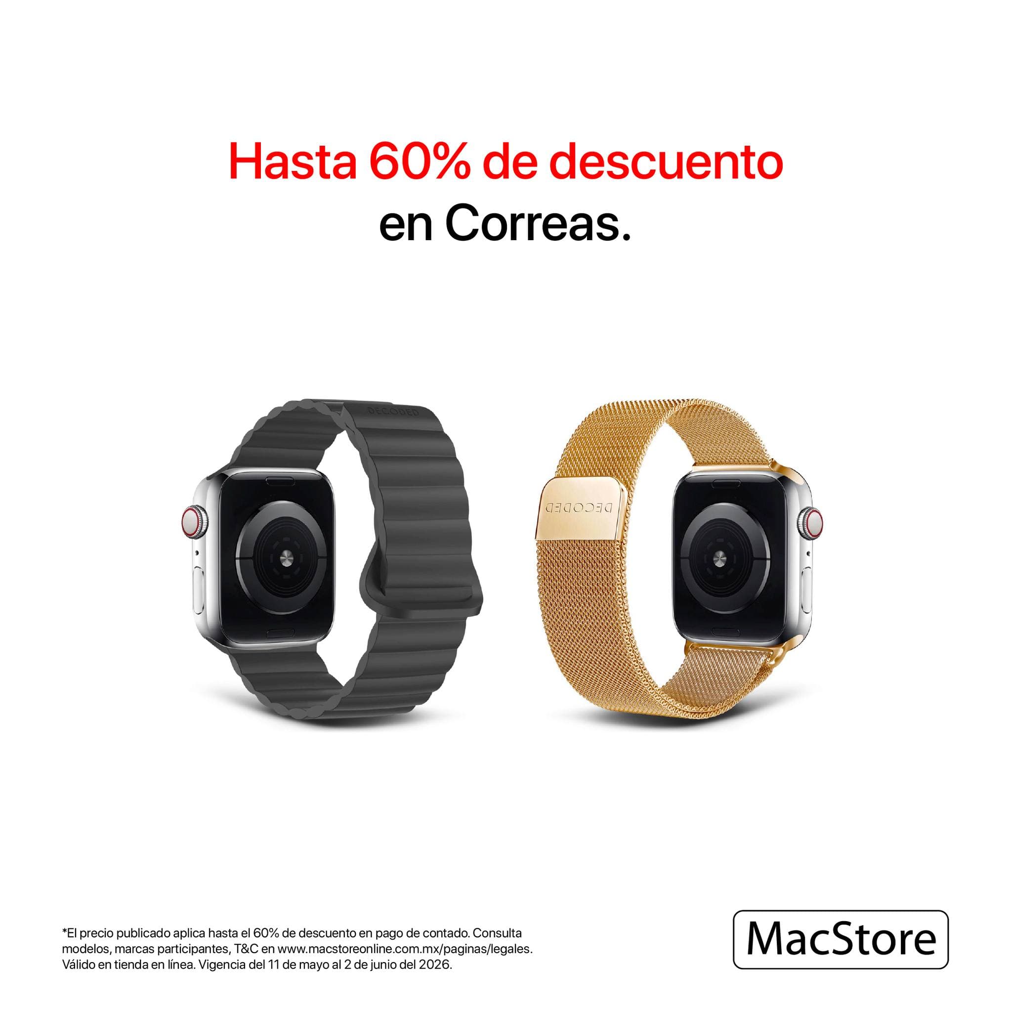 Hasta 60% de descuento en correas en MacStore del 11 de mayo al 2 de junio