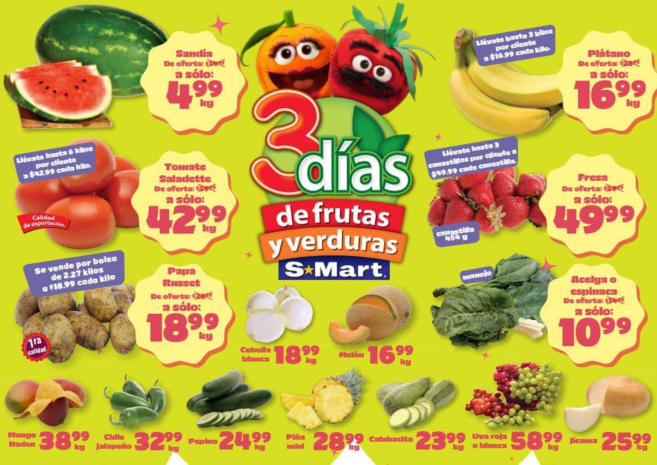 3 Días de Frutas y Verduras S-Mart 19 al 21 de mayo: sandía a $4.99 y más