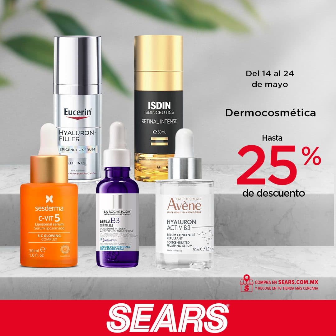 Descuentos en dermocosmética en Sears del 14 al 24 de mayo