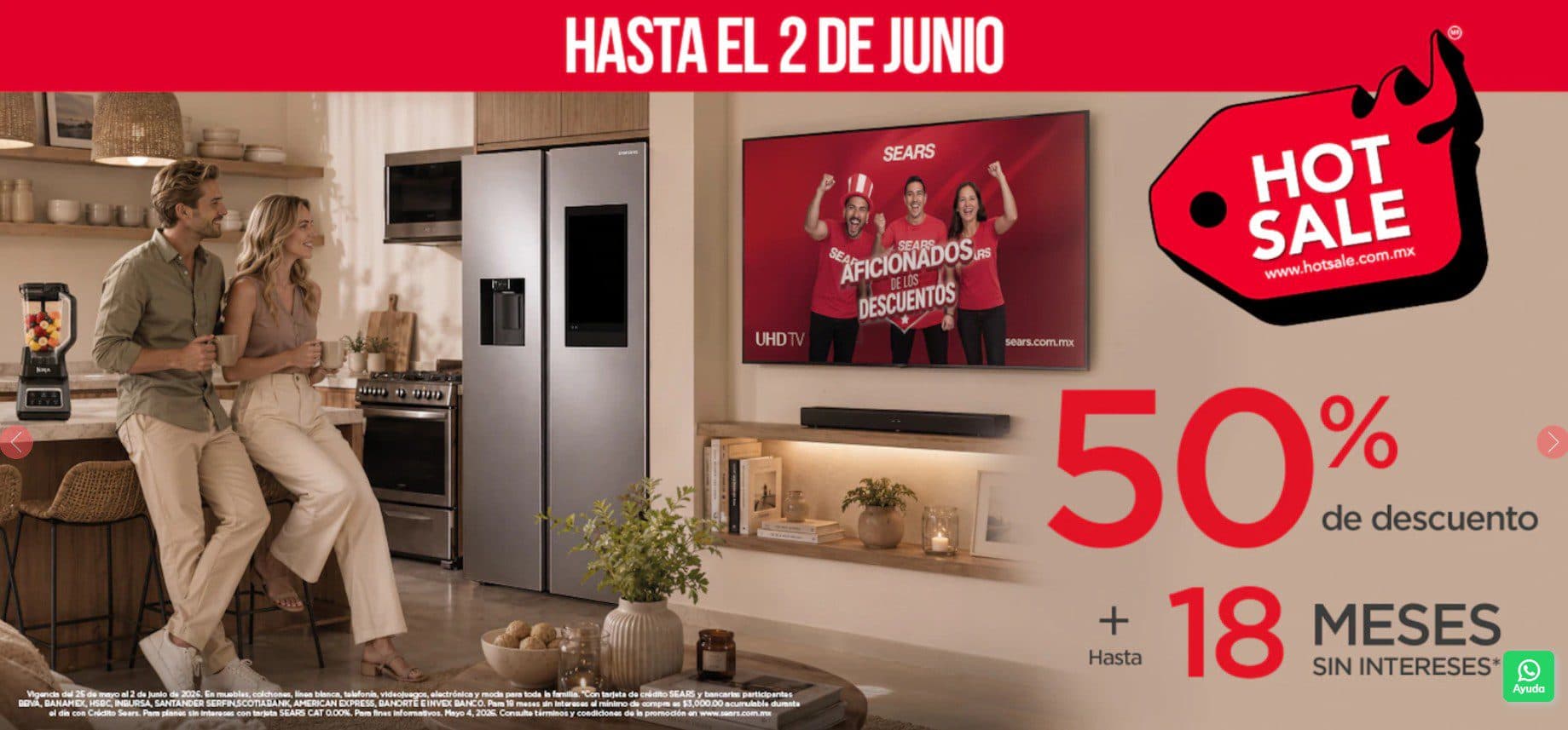 Hot Sale 2026 Sears del 25 de mayo al 2 de junio: hasta 50% de descuento y más