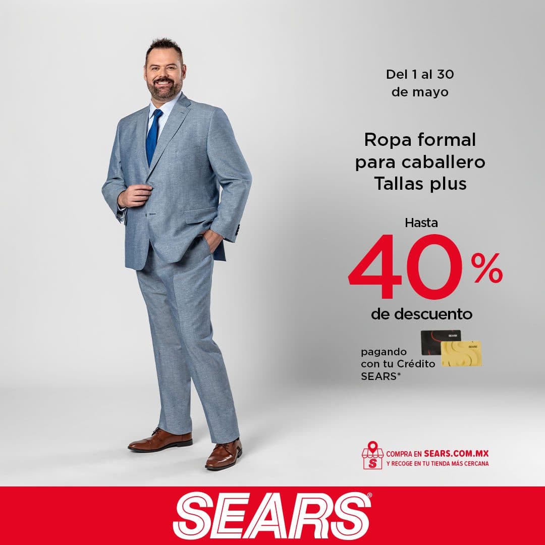 Hasta 40% de descuento en ropa formal para caballero en Sears