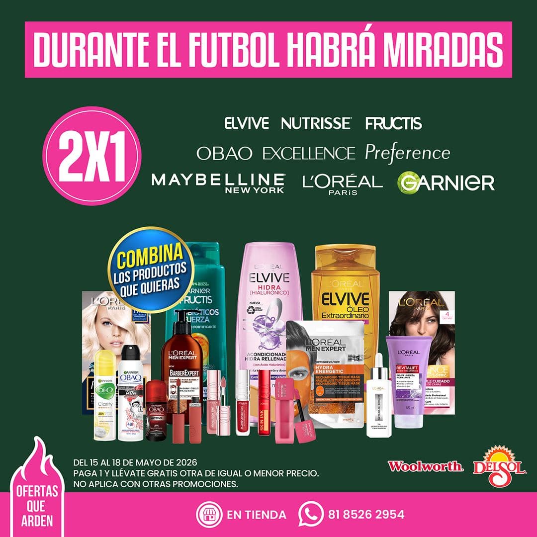 Ofertas que Arden en Del Sol y Woolworth hasta el 18 de mayo: 2×1 en productos seleccionados