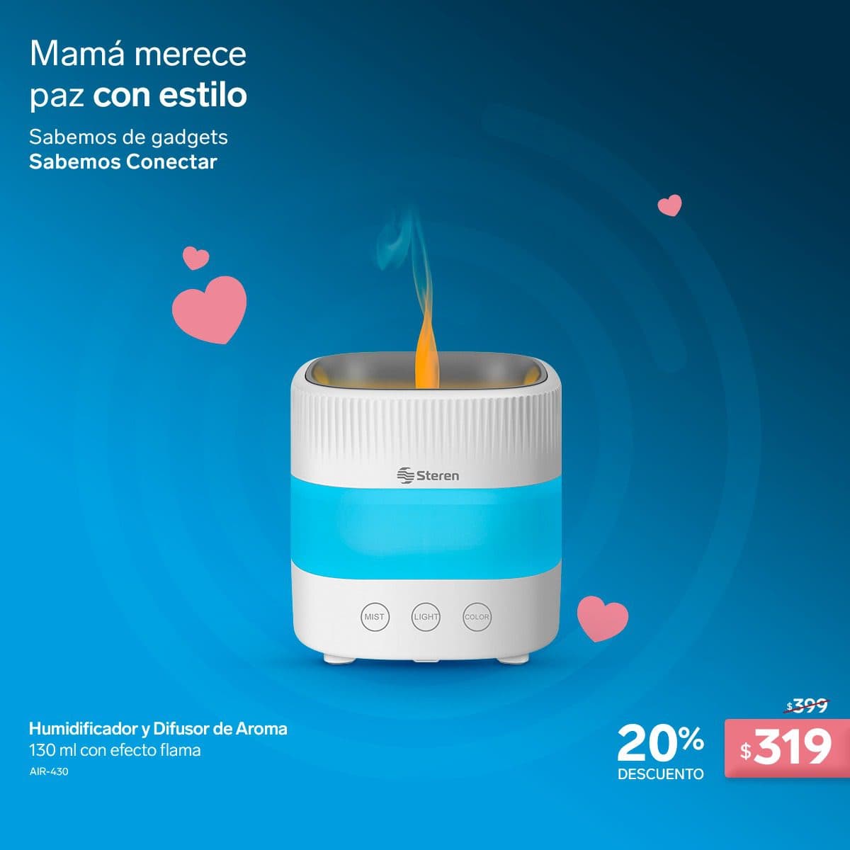 Descuento en humidificador y difusor de aroma en Steren del 4 al 15 de mayo