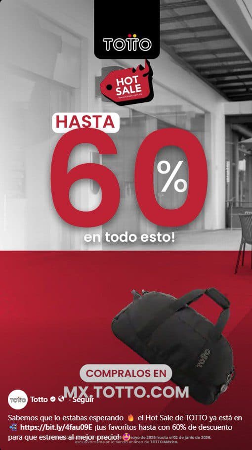 Hot Sale Totto 2026: hasta 60% de descuento en mochilas y más