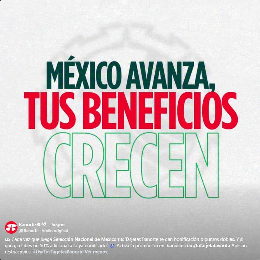 Promo Banorte del Mundial: 5% de bonificación y 50% adicional del 11 al 24 de junio