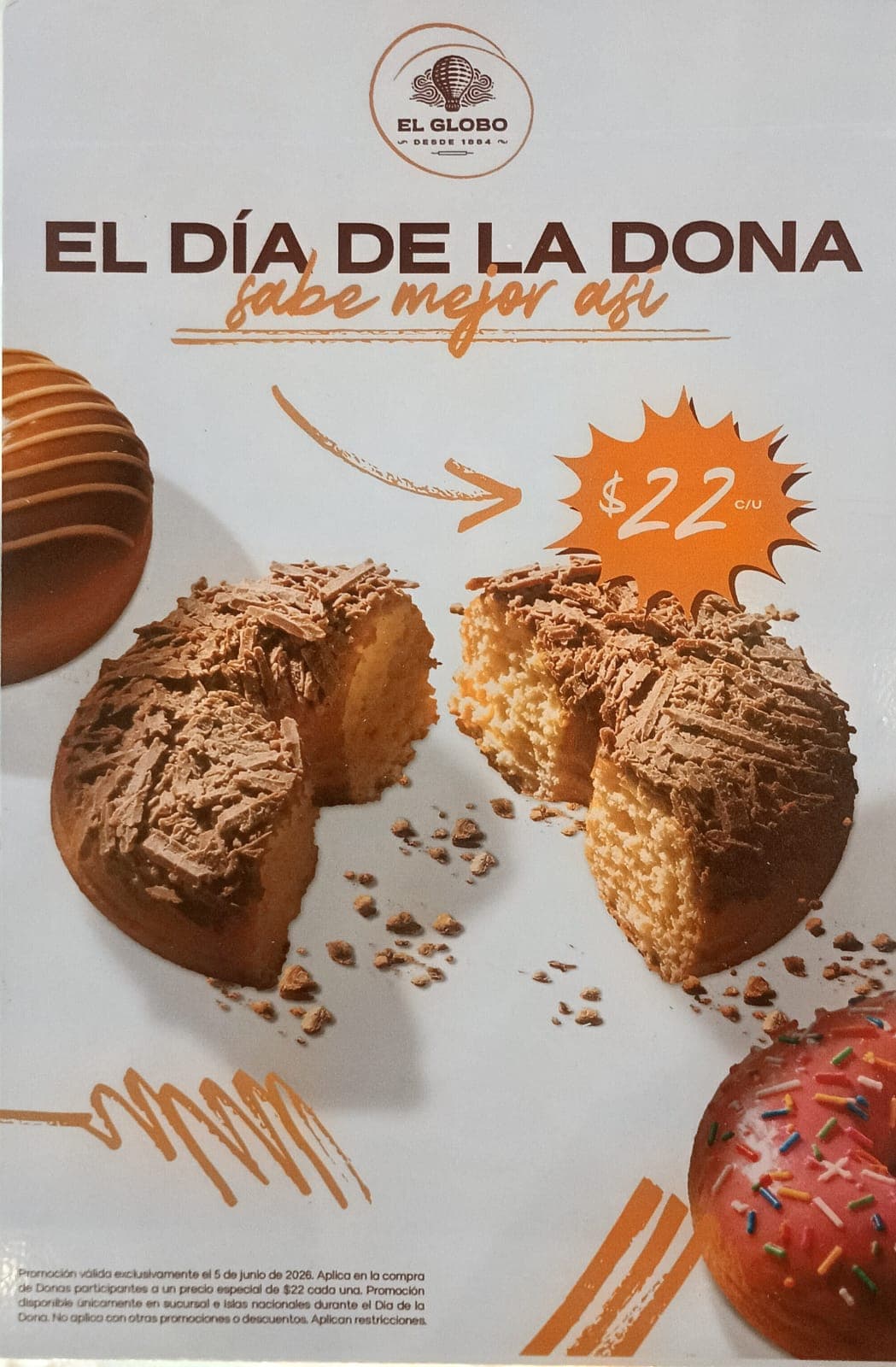 Día de la Dona en El Globo 5 de junio: Donas a $22 cada una