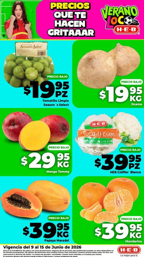 Ofertas HEB del 9 al 15 de junio: sandía a $5.95 y más frutas y verduras