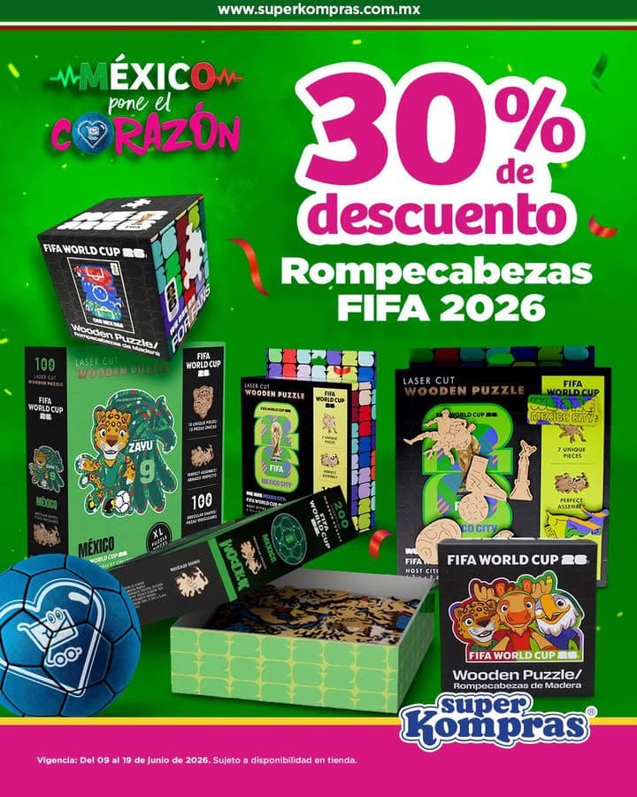 Promo Super Kompras: 30% de descuento en Rompecabezas FIFA 2026 del 09 al 19 de junio
