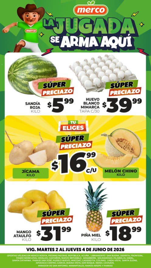 Ofertas en frutas y verduras Merco del 2 al 4 de junio 2026