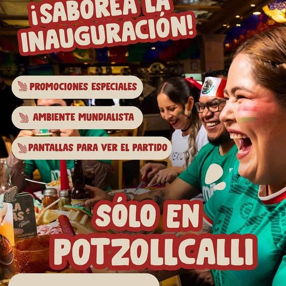 Inauguración del Mundial en Potzolcalli 11 de junio: promociones especiales y pantallas