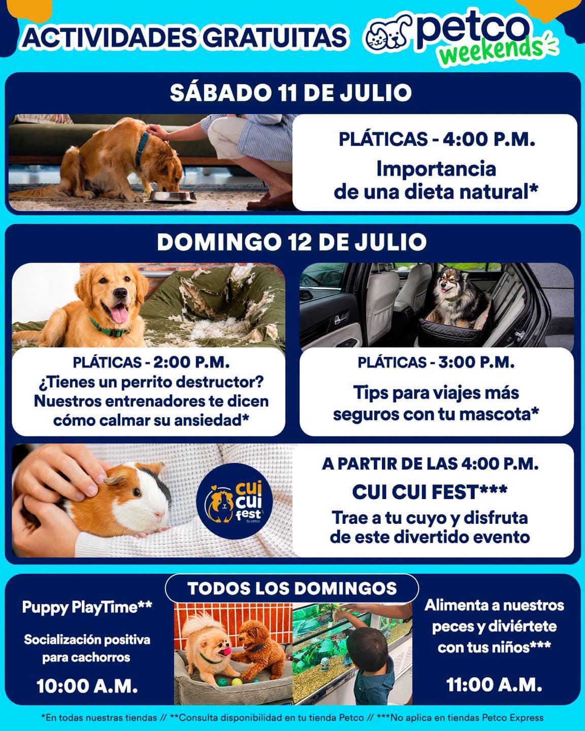 Actividades Gratuitas en Petco 11 y 12 de julio 2026