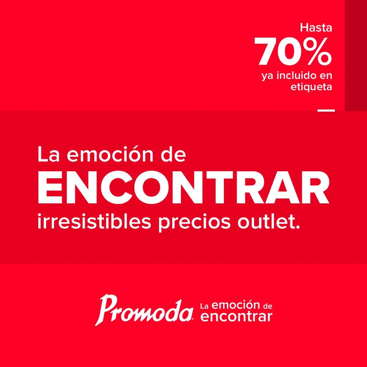 Promoda Outlet: Hasta 70% de descuento y prendas desde $199