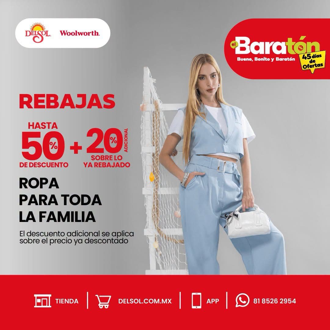 El Baratón 2026 Del Sol y Woolworth: hasta 50% de descuento en ropa